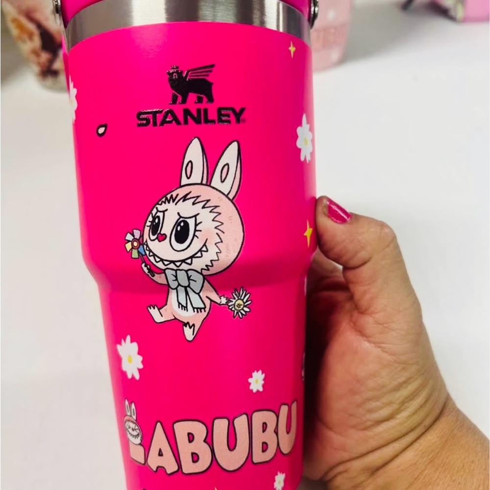 Stanley Bright Pink Labubu Kids Tumbler with Fun Character
